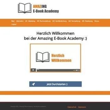 Willkommensseite im Mitgliederbereich – Amazing Ebook Academy Erfahrungen