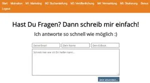 Kontaktformular des Supports mit Feld für das eigene Amazon Kindle Ebook