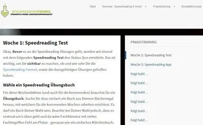 Praxistraining der Speed Reading Formel mit Speedreading Test – Bücher schneller lesen lernen