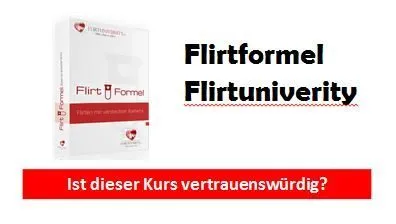 Kursbox der Flirtformel der Flirtuniversity mit dem Schriftzug Ist dieser Kurs vertrauenswürdig?