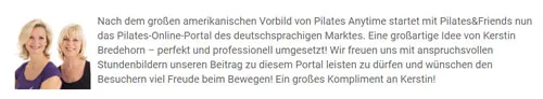Kundenstimme von Britta Brechtefeld und Ute Weiler zum Pilates-Online-Portal Pilates and Friends