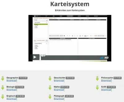 Karteisystem im Einser Abi Masterplan mit Erklärvideo und Karteikarten zum Download für verschiedene Fächer