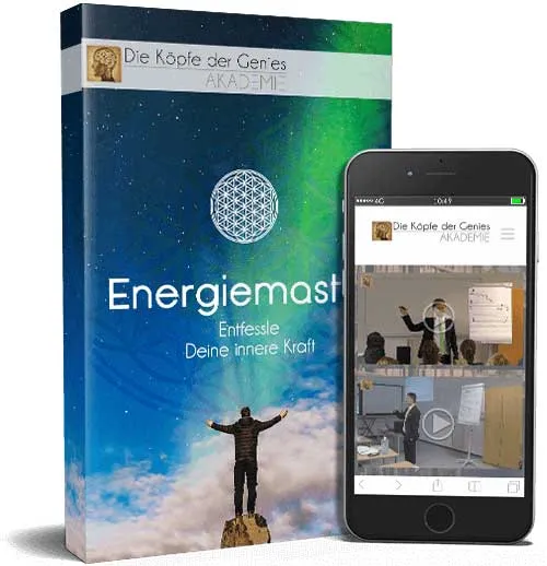 Produktbild des Energiemaster Seminar Onlinekurses mit Kursbox und Smartphone