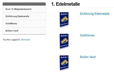 Modul 1 Edelmetalle im Finanzielle Freiheit Masterplan mit Lektionen zu GoldMoney und Bullion Vault