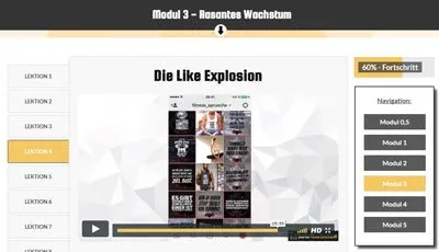 Lektion Die Like Explosion in Modul 3 Rasantes Wachstum des Instagram Online Kurs