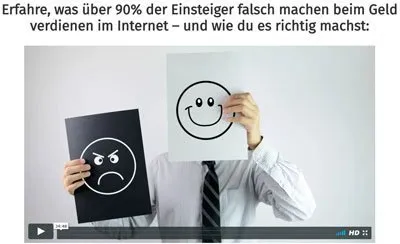 Video aus dem Internet Karriere Club über Fehler von Einsteigern beim Geld verdienen im Internet