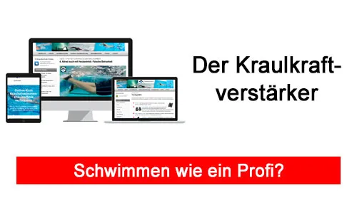 Titelbild des Kraulkraftverstärker Online-Kurses mit dem Schriftzug Schwimmen wie ein Profi?