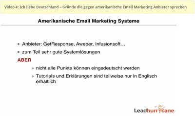 Folie Amerikanische Email Marketing Systeme aus dem Email Marketing Kurs Leadhurricane
