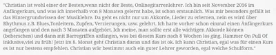 Kundenstimme von Udo A. zu seinen Erfahrungen mit Liedbegleitung für Einsteiger