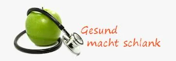 Logo von Gesund macht schlank mit grünem Apfel und Stethoskop