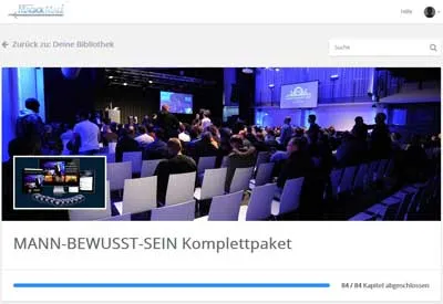 Mitgliederbereich des Mann Bewusst Sein Komplettpakets von Orlando Owen mit Seminar-Video
