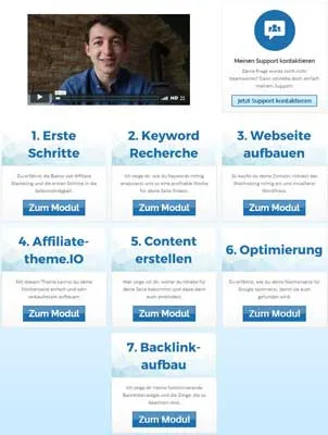 Modulübersicht des Nischenseiten Marketing Masterplan Kurs von Oliver Lorenz