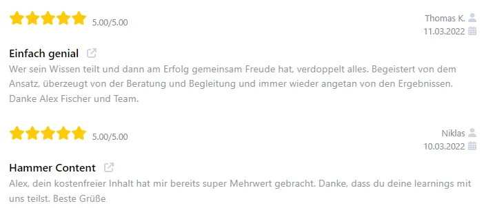 Fünf-Sterne-Bewertungen von Thomas K. und Nildar zu Reicher als die Geissens von Alex Fischer