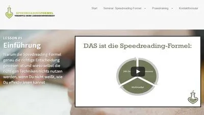 Einführungslektion der Speed Reading Formel von Mario Reinwarth mit Videoplayer