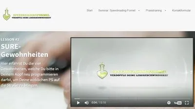 Lektion 2 SURE-Gewohnheiten im Speed Reading Kurs mit Videoplayer
