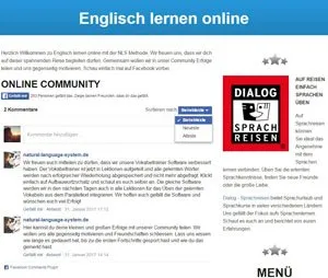 Startseite von Englisch lernen online im NLS Englisch Kurs mit Online Community