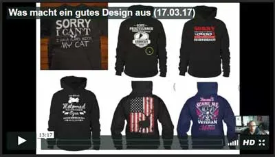 Video Was macht ein gutes Design aus mit Beispielen für T-Shirt Designs im Teemoney Kurs
