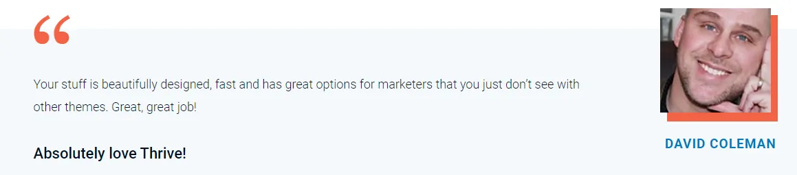 Thrive Leads Testimonial von David Coleman, der die Plugins von Thrive Themes lobt