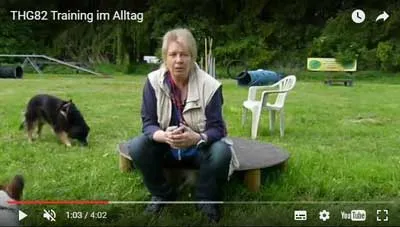 Claudia Hußmann mit Hund im Video Training im Alltag aus dem Traumhund Generator