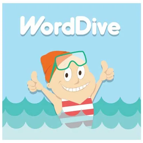 WordDive Maskottchen mit Taucherbrille – Produktbild zum Sprachen lernen mit WordDive