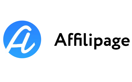 Logo der Affilipage Software mit blauem Kreis-Symbol