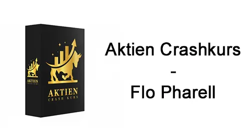 Schwarz-goldene Kursbox des Aktien Crashkurses mit dem Schriftzug Aktien Crashkurs – Flo Pharell