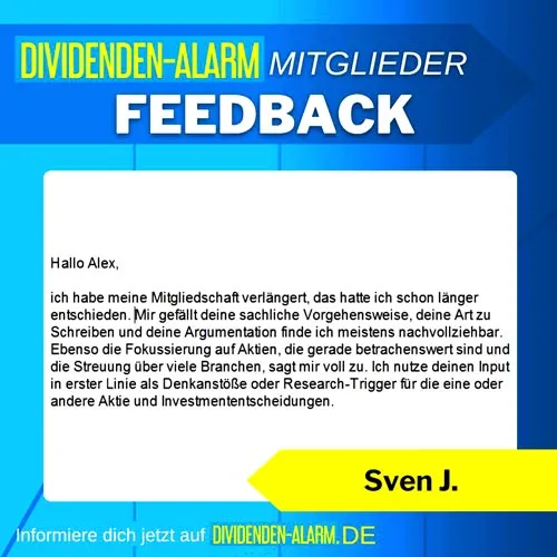Mitglieder-Feedback von Sven J. zur sachlichen Vorgehensweise von Alex Fischer