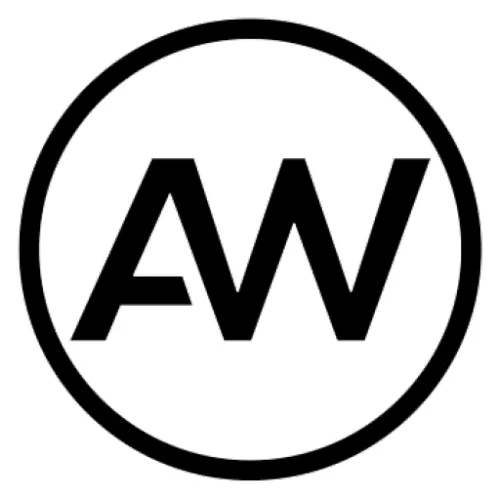 Logo von Alexander Wahler: die Initialen AW in einem schwarzen Kreis
