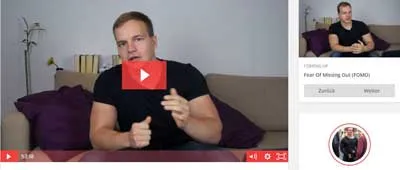 Videoplayer im Social Mastery Kurs mit Alexander Wahler und Navigation zur nächsten Lektion
