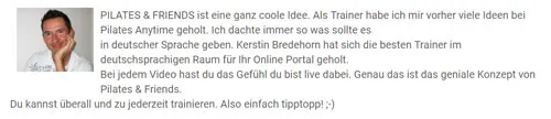 Kundenstimme von Pilates-Trainer Andy Raaflaub über das Konzept von Pilates and Friends