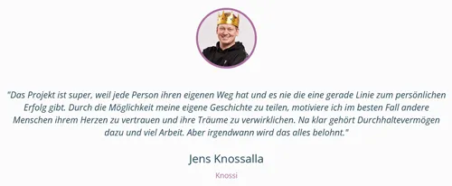 Meinung von Co-Autor Jens Knossalla (Knossi) zum Buchprojekt Außergewöhnlich Erfolgreich 2