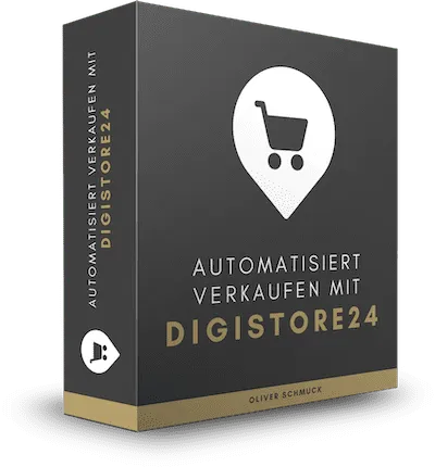 Dunkle Kursbox von Automatisiert Verkaufen mit Digistore24 mit Einkaufswagen-Symbol