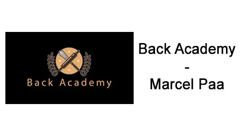 Logo der Back Academy mit Schneebesen und Nudelholz neben dem Schriftzug Back Academy – Marcel Paa