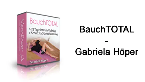 Kursbox des MenoPower BauchTOTAL Programms neben dem Schriftzug BauchTOTAL – Gabriela Höper