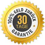 Goldenes Garantiesiegel: 100% Geld zurück, 30 Tage Garantie für den BauchTOTAL Kurs