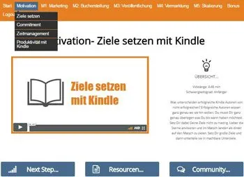 Lektion Ziele setzen mit Kindle aus dem Motivationsmodul des Business Rebell Amazon Kindle eBook Kurses