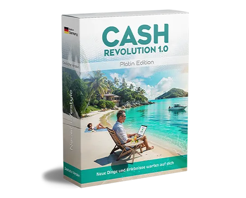 Produktbox von Cash Revolution 1.0 in der Platin Edition mit Strandmotiv