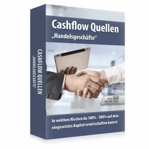 Kursbox „Cashflow Quellen – Handelsgeschäfte“ mit Handschlag aus dem Coaching von Alex Fischer