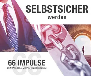 Grafik Selbstsicher werden – 66 Impulse mit Anzugträger, gesprengter Kette und Mensch im Tunnel