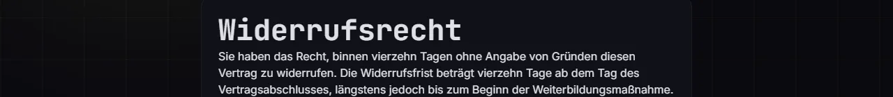 Widerrufsbelehrung der Everlast Consulting GmbH mit der Frist von vierzehn Tagen