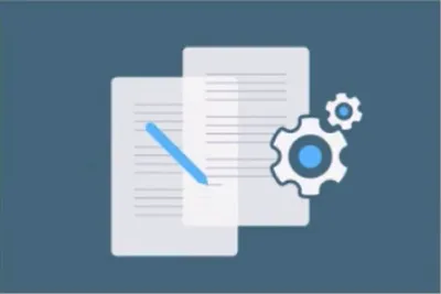 Symbolgrafik zum ClickCopy-Modul Content-Copy mit Dokumenten und Stift