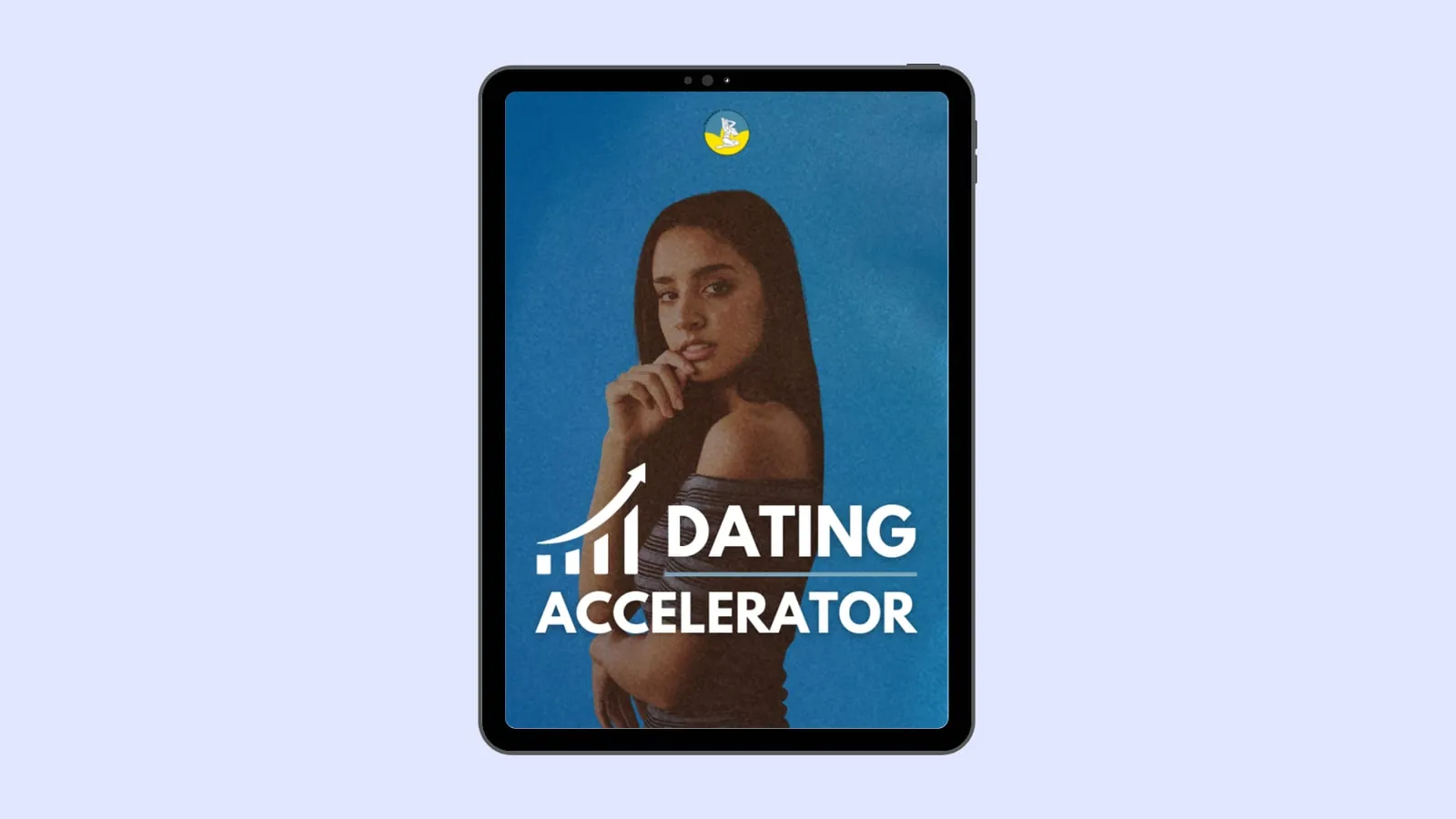 Cover des Dating Accelerator von herozon auf einem Tablet mit dem Titel des Ratgebers vor blauem Hintergrund