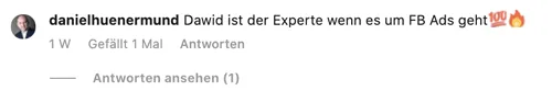 Instagram-Kommentar von danielhuenermund: Dawid ist der Experte, wenn es um FB Ads geht