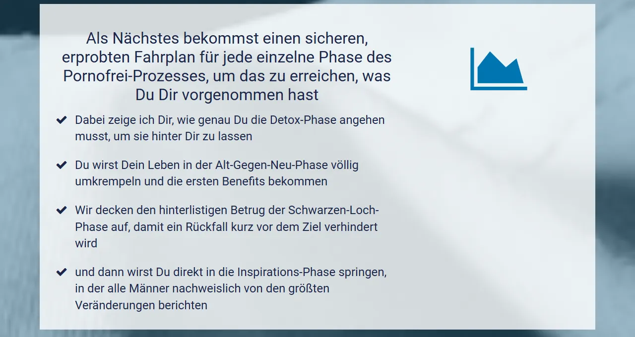 Ausschnitt der Kursseite mit dem Fahrplan durch Detox-Phase, Alt-Gegen-Neu-Phase, Schwarzes Loch und Inspirations-Phase