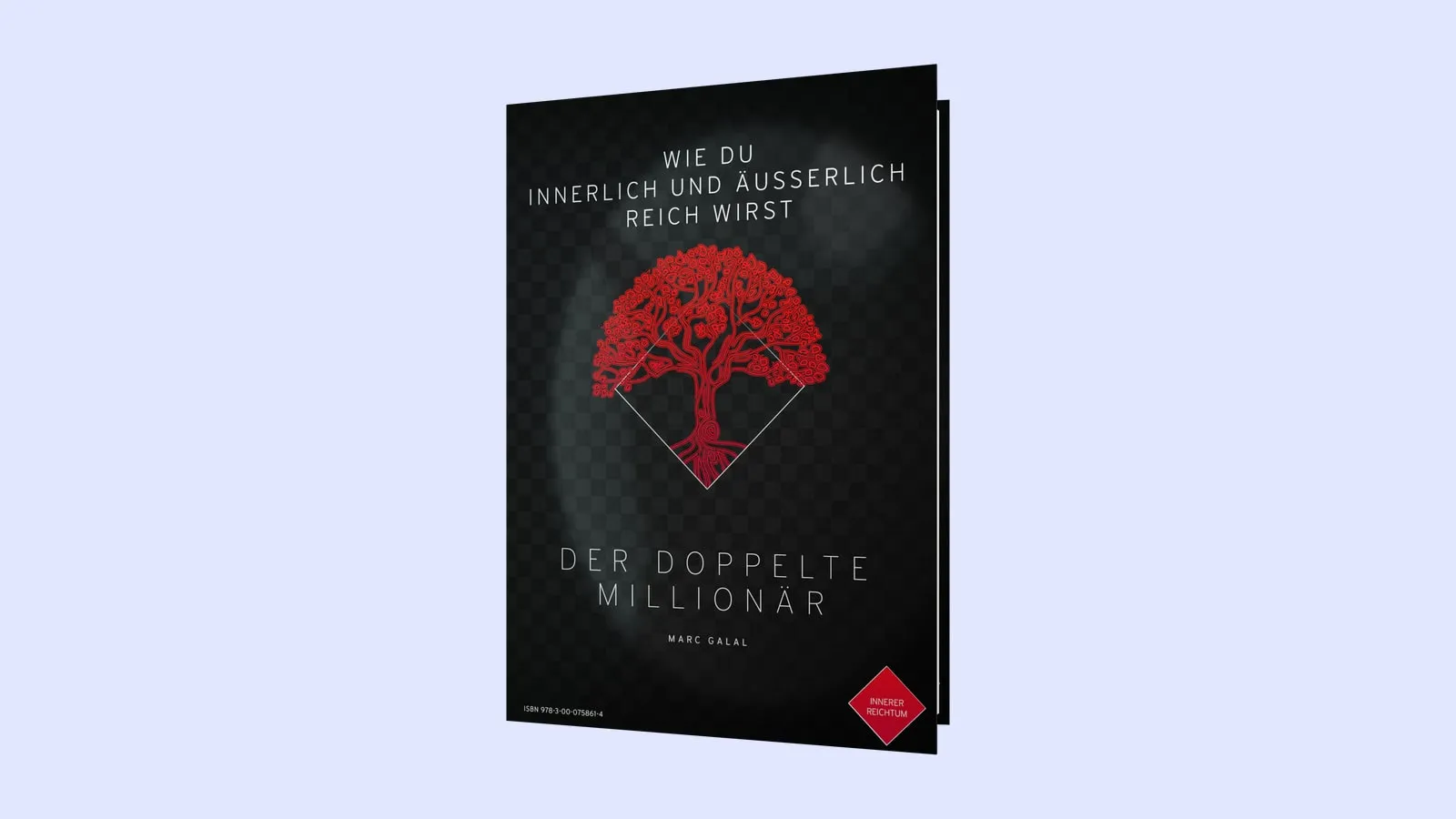 Cover des Buchs Der doppelte Millionär von Marc Galal mit rotem Baum auf dunklem Grund