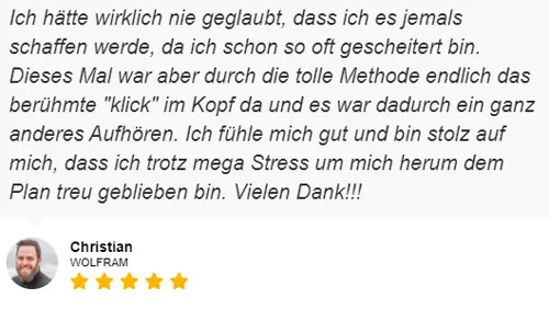Kundenstimme von Christian, bei dem es dank der Methode im Kopf endlich klick gemacht hat