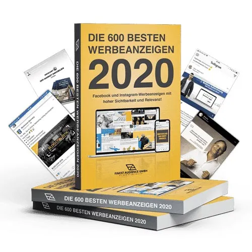 Buchstapel Die 600 besten Werbeanzeigen 2020 mit Beispielen von Facebook- und Instagram-Anzeigen