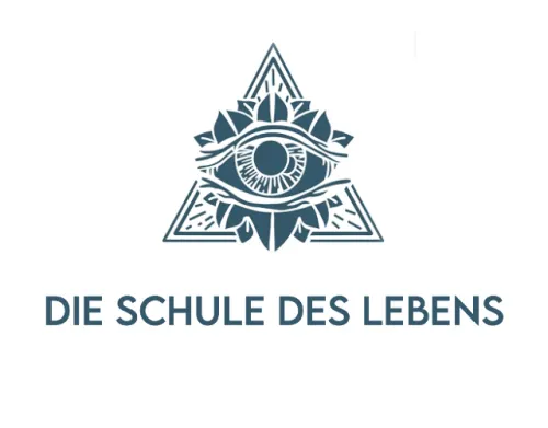 Logo der Schule des Lebens: Auge in einem verzierten Dreieck über dem Schriftzug Die Schule des Lebens