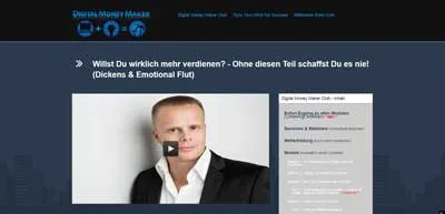 Lektion im Digital Money Maker Club mit Video und Navigationsleiste an der rechten Seite