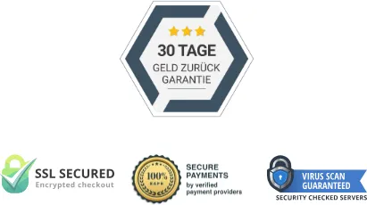 Siegel mit der Aufschrift 30 Tage Geld zurück Garantie im Bestellformular der Digitalen Geldmaschine